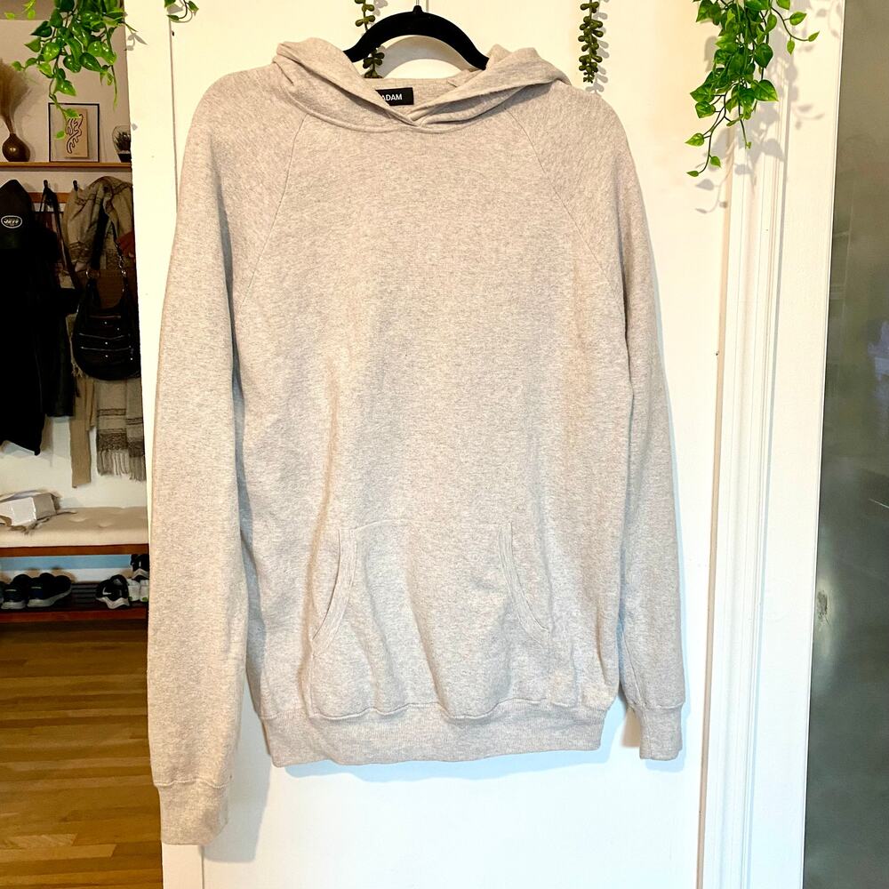 NADAAM Pullover Hoodie Cotton Cashmere Sweatshirt Sweater Fisherman Gray sz L